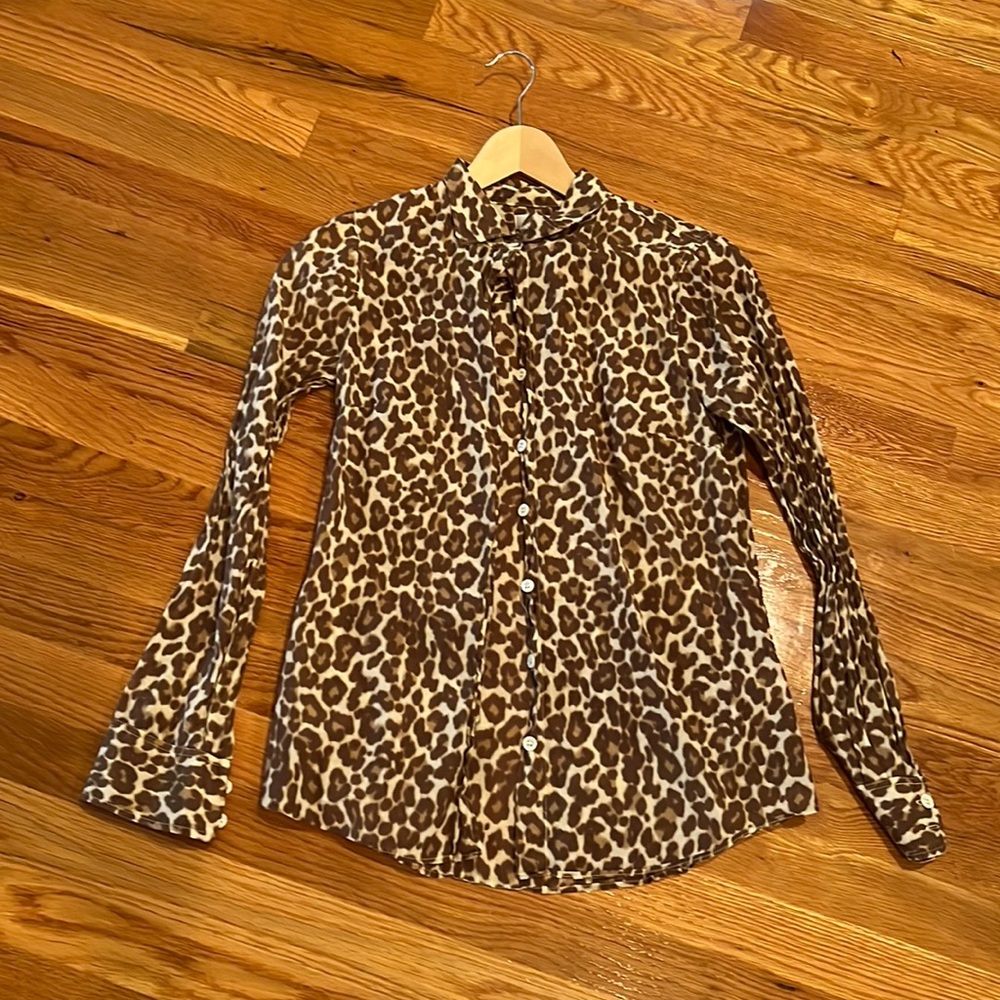 J Crew Perfect Fit 0 Leopard Print Button Down - image 1
